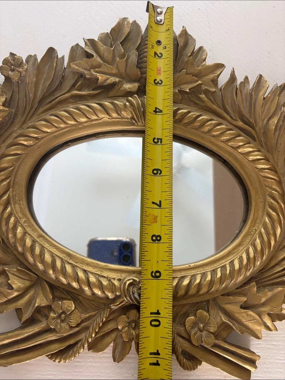 Gold Ornate Leaf Oval Wall Mirror